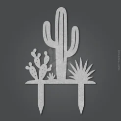 Silver Saguaro Cactus outdoor metal art