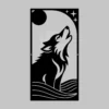 Tall Vertical Minimalist Moonlit Wolf Metal Wall Art