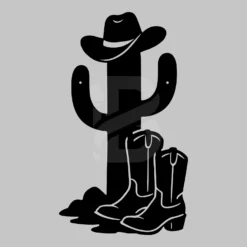 Whimsical Cowboy Cactus Boots Hat Metal Wall Art: Rustic Southwestern Outdoor/indoor Decor