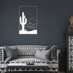 White metallic minimalist desert sunset wall art living room modern