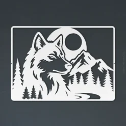 White metallic wildlife wall art