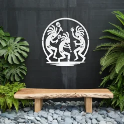 White powder coated steel Kokopelli dance art exterior wall
