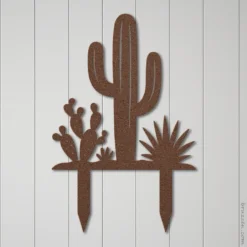 Brown metal Saguaro Cactus Yard Art