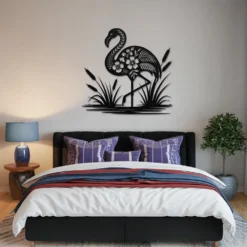 Black Metallic Tropical Flamingo Wall Art-Bedroom Decor