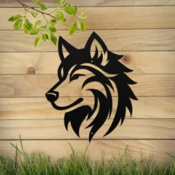 Black steel abstract wolf coyote metal wall art