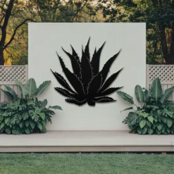 Black weatherproof metal large agave yard art