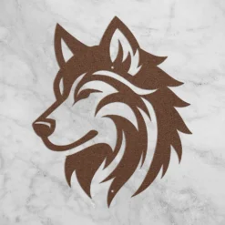 Brown abstract metallic wolf coyote wall hanging