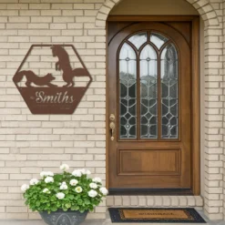 Brown fox family name established date metal sign custom