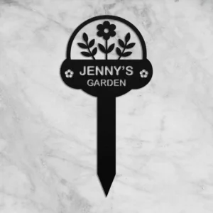 Circle custom floral garden name metal sign weatherproof steel outdoor decor