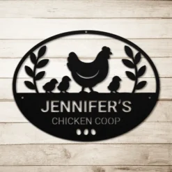 Classic Black Custom Chicken Coop Name Metal Sign