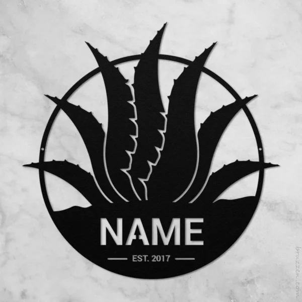 Custom Circle Agave Metal Sign Name Est Date Outdoor