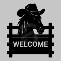 Cowboy Horse Welcome Metal Sign: Entrance, Porch, Stable Custom Decor