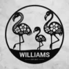 Custom Flamingo Family Name Est Date Metal Sign Wall Decor