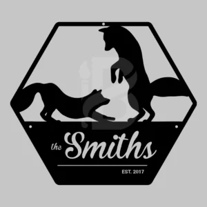 Custom Fox family name established date metal sign for outdoor and indoor