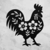 Large Decorative Chinese Zodiac Metal Rooster Decor- Asian Feng Shui Wall Art