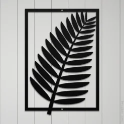 Large tropical fern leaf metal wall art for indoor and outdoor
