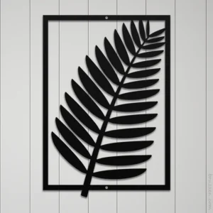 Large tropical fern leaf metal wall art for indoor and outdoor