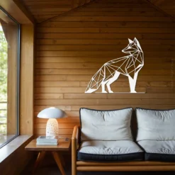Metallic geometric fox wall art cabin