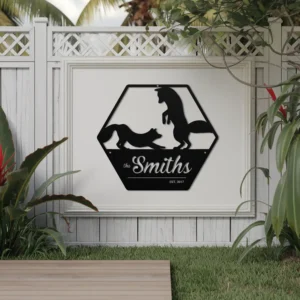 Name est. date metal sign exterior decor