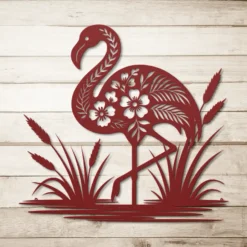 Red Steel Tropical Flamingo Metal Wall Art