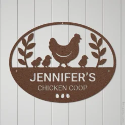 Rustic Copper Brown Custom Chicken Coop Name Metal Sign