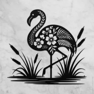 Tropical Flamingo Metal Wall Art-Coastal Floral Bird Decor