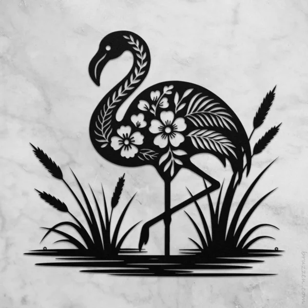 Tropical Flamingo Metal Wall Art-Coastal Floral Bird Decor