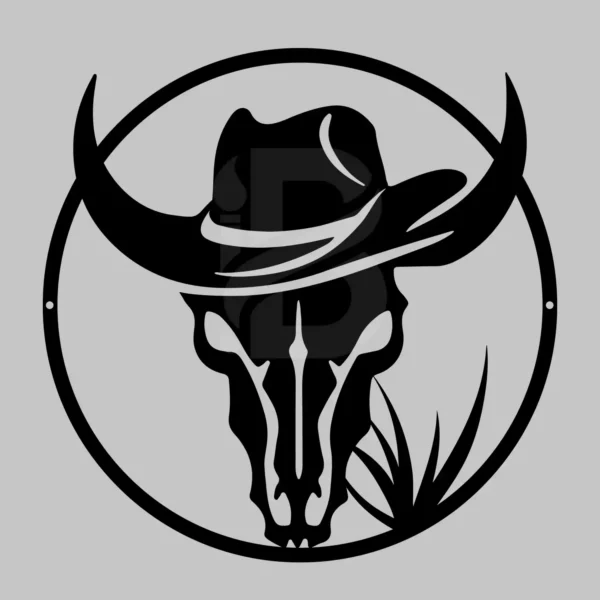Cowboy bull skull metal wall art: Western Home Decor Indoor Outdoor