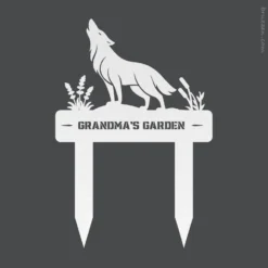 White custom name metal wolf yard sign