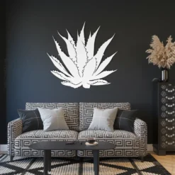 White metal agave art living room wall hanging large