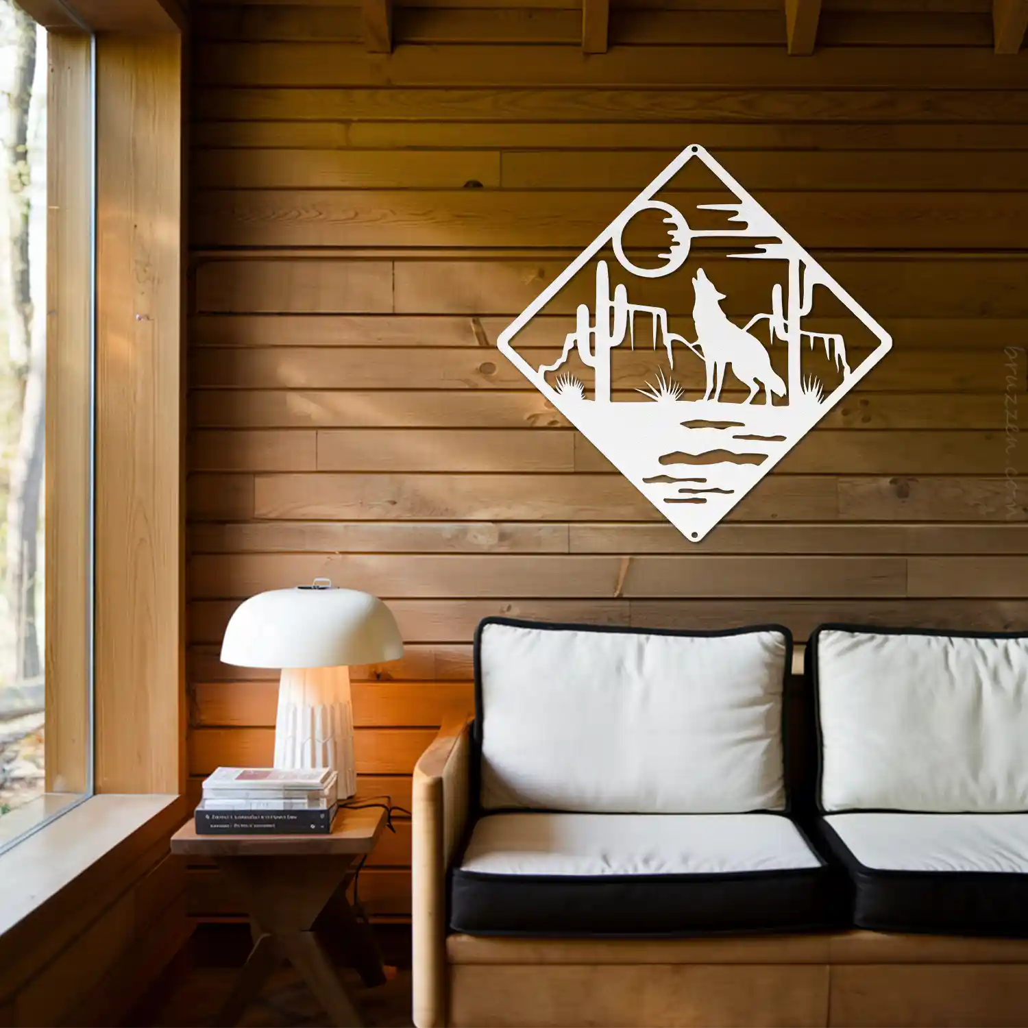 Joanie Stencil - Southwest Coyote Howl Wolf Moon Mountain Cabin Rustic DIY Sign