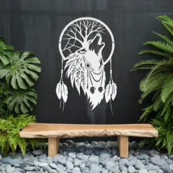 White metallic wolf spirit dreamcatcher art exterior decoration