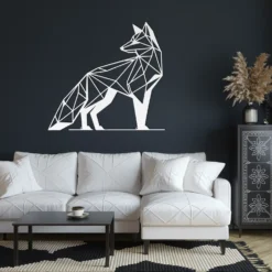 White geomteric fox steel wall art modern sitting room