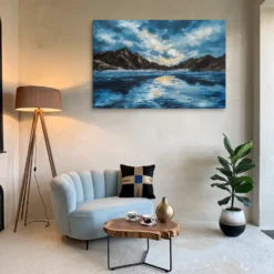 24x36 Canvas Mountain Lake Sunset Wall Art Lounge Room