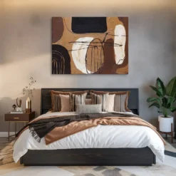 30x40 Canvas Brown Black Abstract Art Cozy Bedroom
