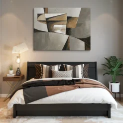 30x40 Canvas Minimalist Neutral Gray and Brown Abstract Bedroom Wall Decor