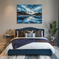 30x40 Canvas Mountain Lake Sunset Modern Cozy Bedroom Wall Art