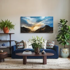 30x60 Canvas Large Mountain Sunset Canvas Wall Art Sitting Room
