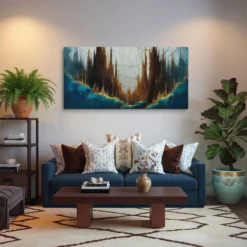 30x60 Surreal Spires Abstract Canvas Art Long Horizontal