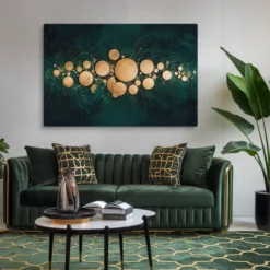 32x48 Canvas Abstract Green Gold Large Luxurious Living Room Wall Art