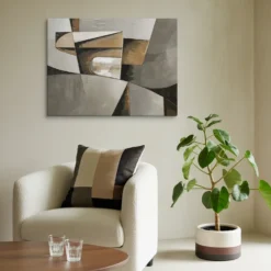 32x48 Canvas Gray and Brown Abstract Lounge Wall Decor