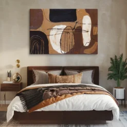 40x60 Canvas Brown and Black Abstract Art Extra Large Master Bedroom Wall Decor