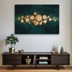 40x60 Canvas Deep Green Gold Abstract Art Massive Luxurious Wall Decor