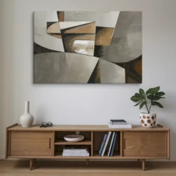 40x60 Canvas Minimalist Neutral Gray and Brown Abstract Wall Art