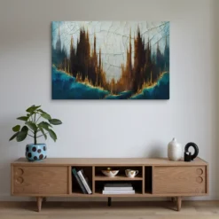 40x60 Canvas Surreal Spires Abstract Wall Art -Minimalist Room