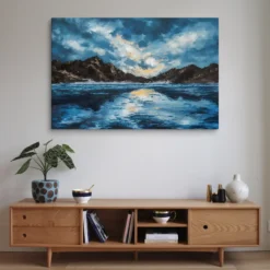 40x60 XXL Canvas Mountain Lake Sunset Wall Hanging