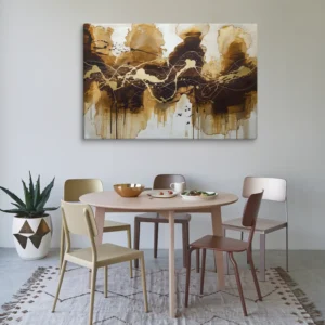 Abstract Coffee Spill Artwork Canvas Dining Room Wall Decor