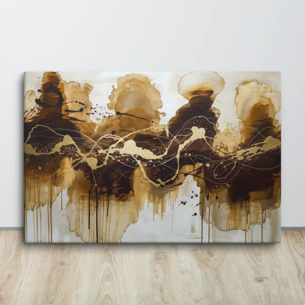 Abstract Coffee Spill Artwork Canvas Wall Decor XL and XXL