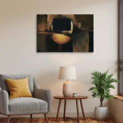 Abstract Golden Orb Canvas Lounge Room Wall Art