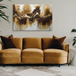 Abstract coffee Spill Canvas Art Minimalist Living Room